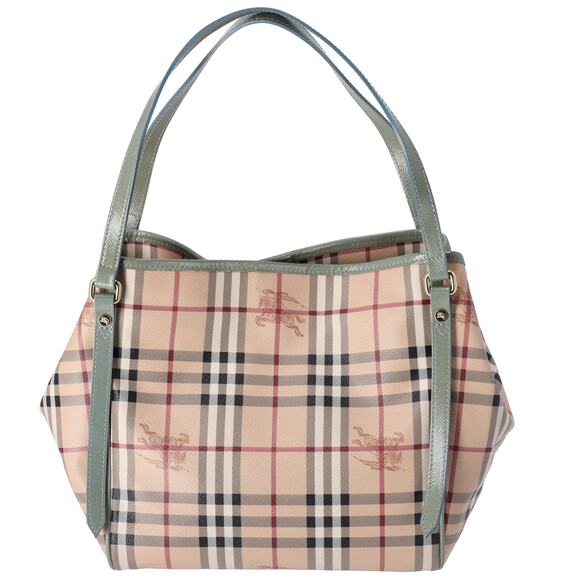 Burberry Check Canterbury Shoulder Bag Coated Canvas Green - Picture 1 of 7